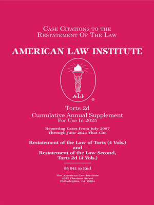 cover image of Restatement of the Law Second, Torts
